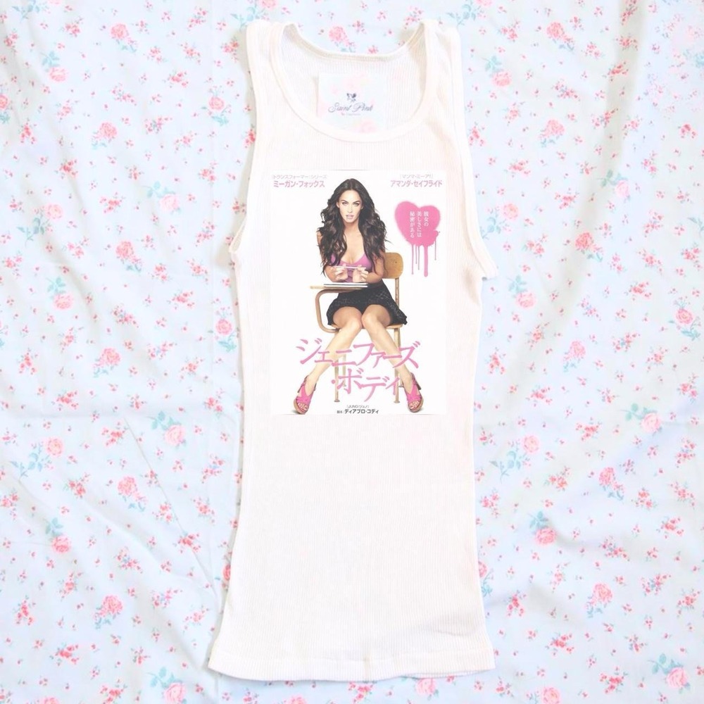 y2k japanese graphic ribbed tank